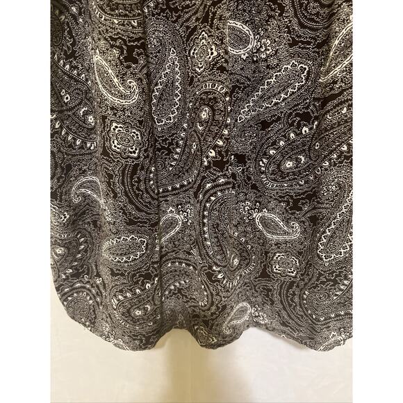 Anne Klein Large Women’s Blouse Paisley Cap Sleeve Round Neck Top Brown/White - Picture 13 of 15